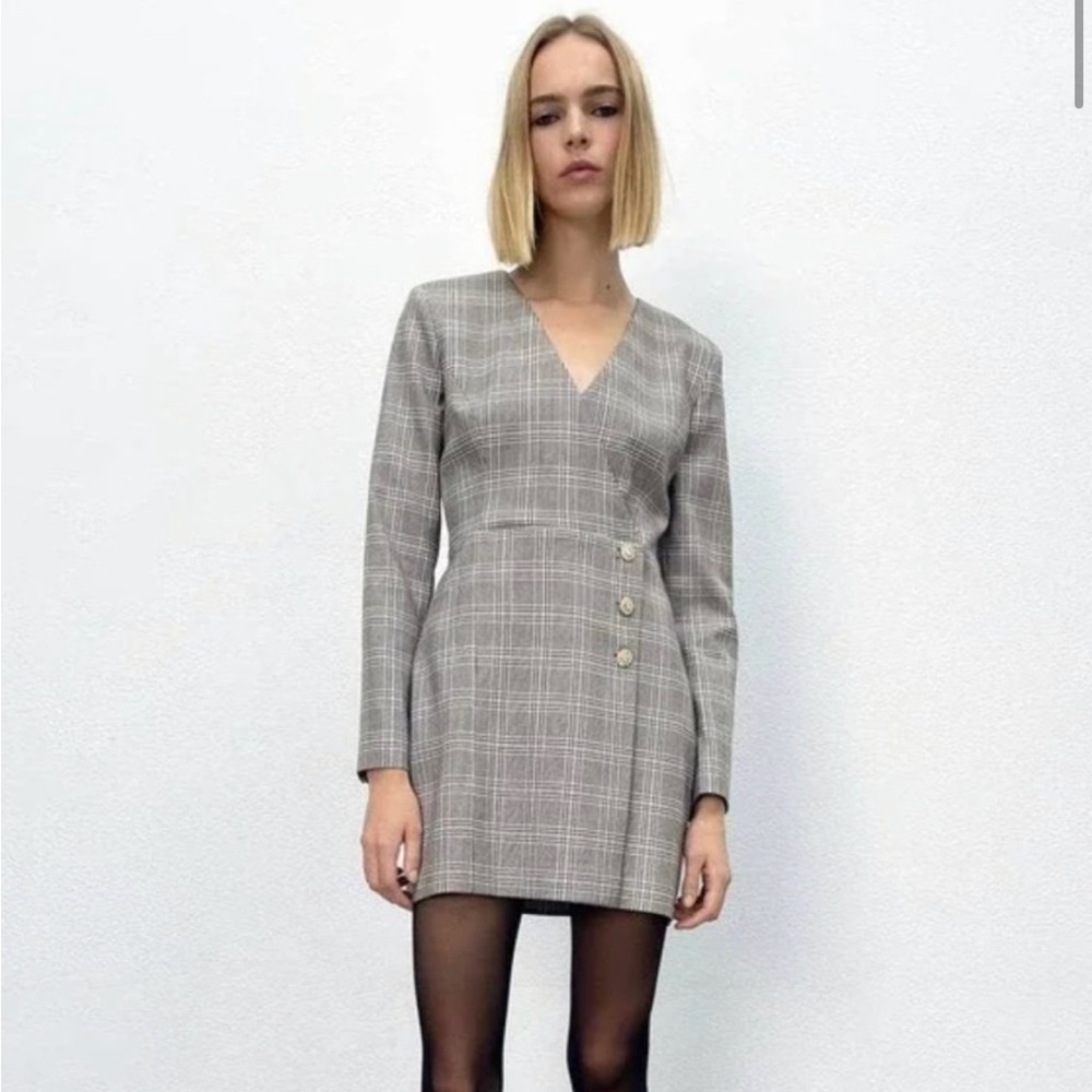 NWOT Zara Size Small Plaid Blazer Dress